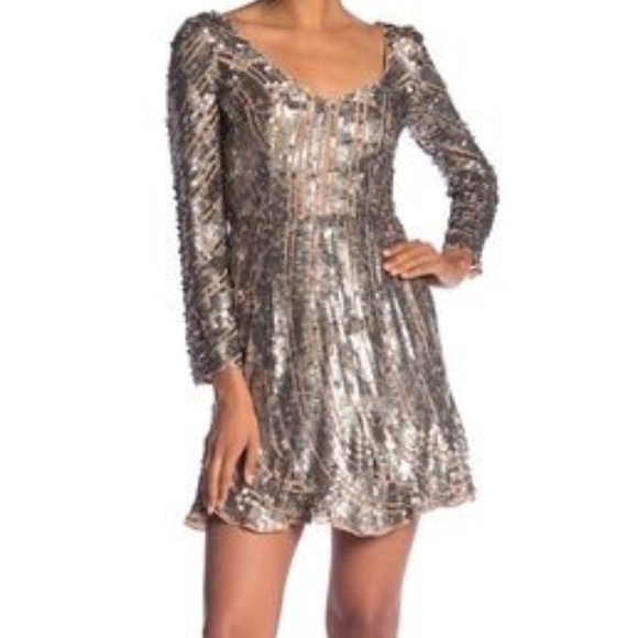 FRENCH CONNECTION AURELIE SEQUIN V NECK COCKTAIL DRESS SIZE 14 - Picture 5 of 6